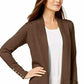 JM Collection Women's Open Front Cardigan Brown Size Petite S