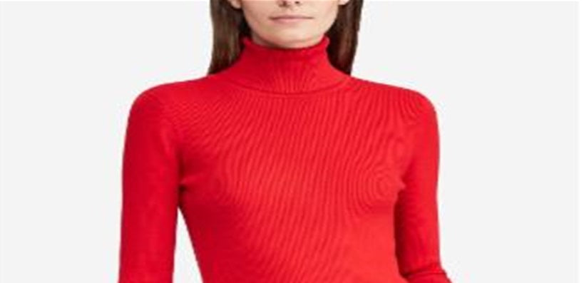 Ralph Lauren Women's Ribbed Turtleneck Sweater Black-White Stripes Size Small