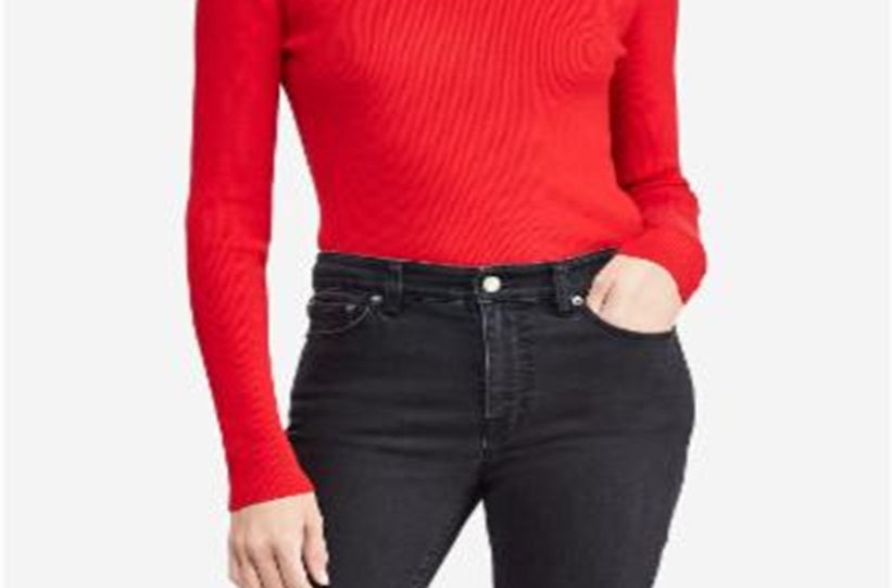 Ralph Lauren Women's Ribbed Turtleneck Sweater Black-White Stripes Size Small
