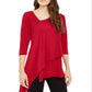Alfani Women's Asymmetrical Envelope Hem Top Chinese Red Size Petite S