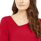 Alfani Women's Asymmetrical Envelope Hem Top Chinese Red Size Petite S
