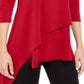 Alfani Women's Asymmetrical Envelope Hem Top Chinese Red Size Petite S