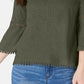 Style & Co Women's Crochet Trim Bell Sleeve Top Green Size Petite M