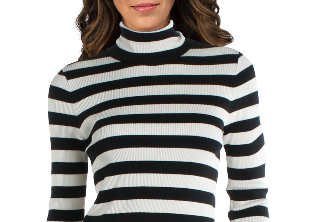 Ralph Lauren Women's Striped Ribbed Top Black Size Medium