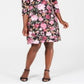 Karen Scott Women's Printed Scoop Neck Dress Black multi Size Petite S