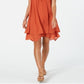 Style & Co Women's Tiered Mini Party Dress Orange Size X-Small