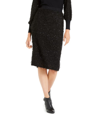 Alfani Women's Shimmer Eyelash Pencil Skirt  Black Size Small