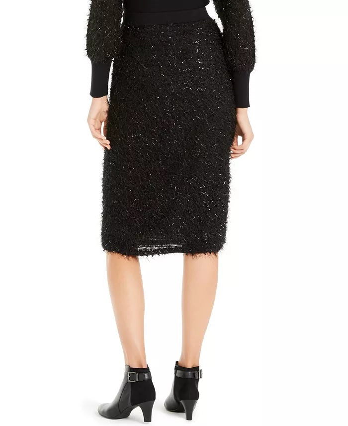 Alfani Women's Shimmer Eyelash Pencil Skirt  Black Size Small