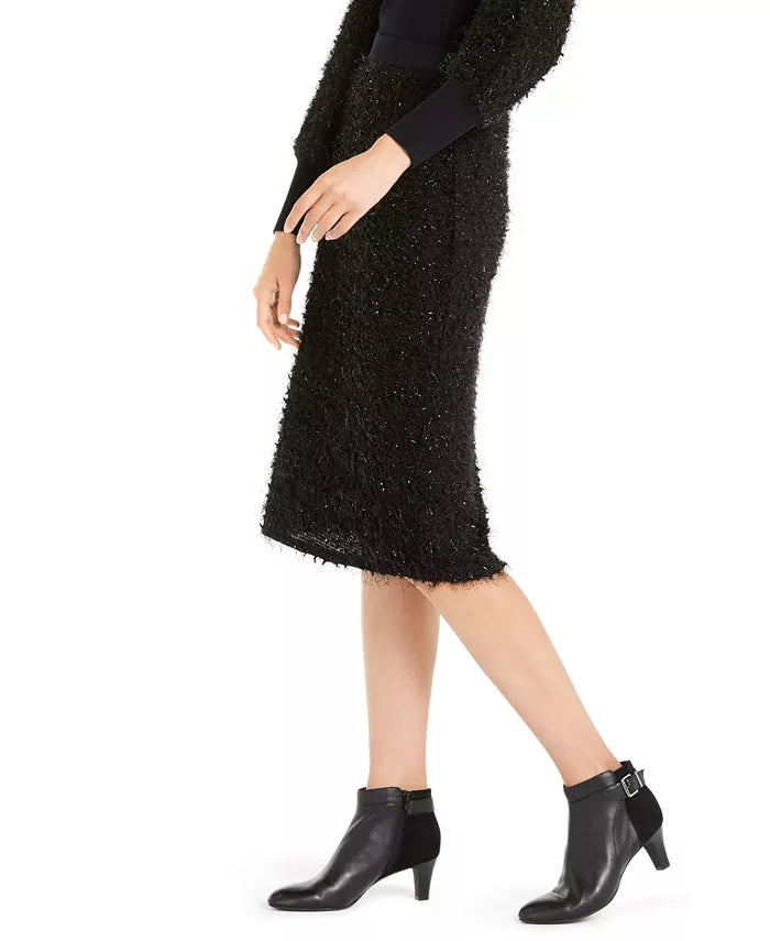 Alfani Women's Shimmer Eyelash Pencil Skirt  Black Size Small