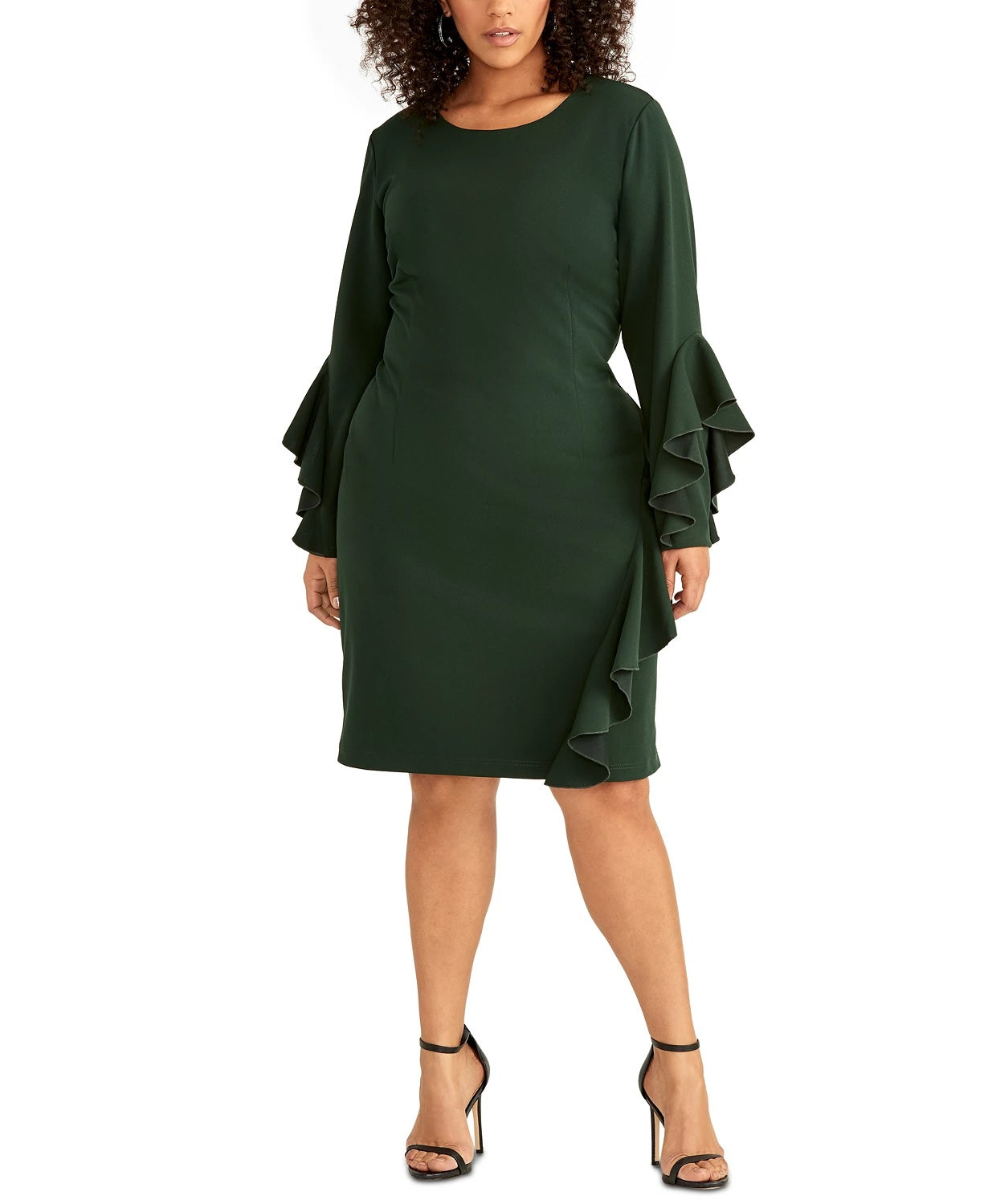 Rachel Roy Women's Trendy Plus Size Ruffled Sheath Dress Green Size 20W