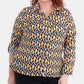 NY Collection Women's Plus Size Printed Utility Shirt Dark Yellow Size 2X