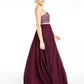 City Studios Juniors' Beaded Mesh Gown Dark Purple Size 11