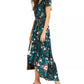 INC International Concepts Women's Petite Puff-Sleeve High-Low Dress Black Size 14P