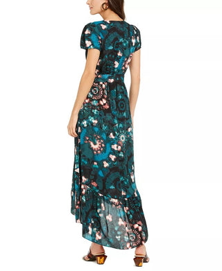 INC International Concepts Women's Petite Puff-Sleeve High-Low Dress Black Size 14P