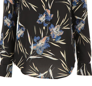 Guess Women's Marciano Floral Print Tie Top Black Size XS