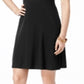 Style & Co Women's Short Sleeve a Line Dress Black Size Petite L