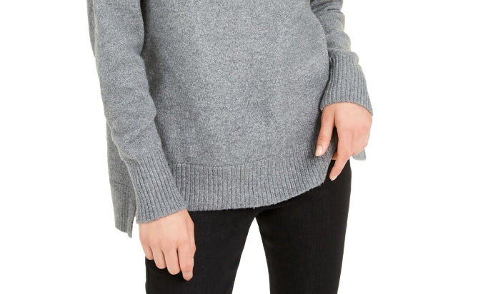 Bar III Women's Ribbed Turtleneck Sweater Grey Size Medium