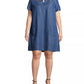 John Paul Richard Women's Plus Size Keyhole-Neck Dress Blue Size 2X
