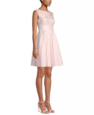 Anne Klein Women's Sleeveless Floral Jacquard Dress Pink Size 10