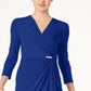 Charter Club Women's Faux Wrap Dress Blue Size Petite L