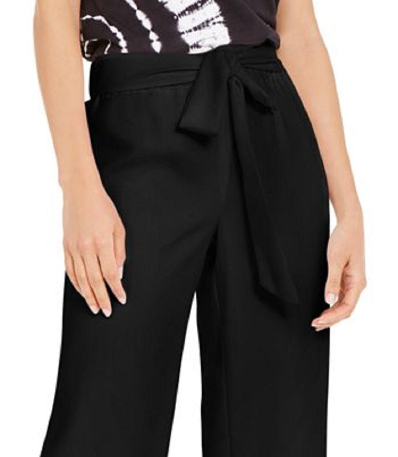 INC Iternational Concepts Women's Solid Tie Front Culottes Black Size Petite S