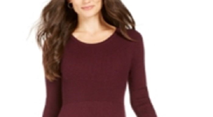 Style & Co Women's Ribbed Sweater Dress Berry Jam Size Petite S