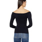 Free People Women's Square Neck 3/4 Sleeve Black Size XS/S