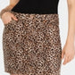 INC International Concepts Women's Leopard Print Denim Mini Skirt Yellow Size 0