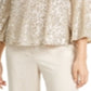 Alfani Women's Sequined Bell Sleeve Top Cocoa Butter Size Petite S