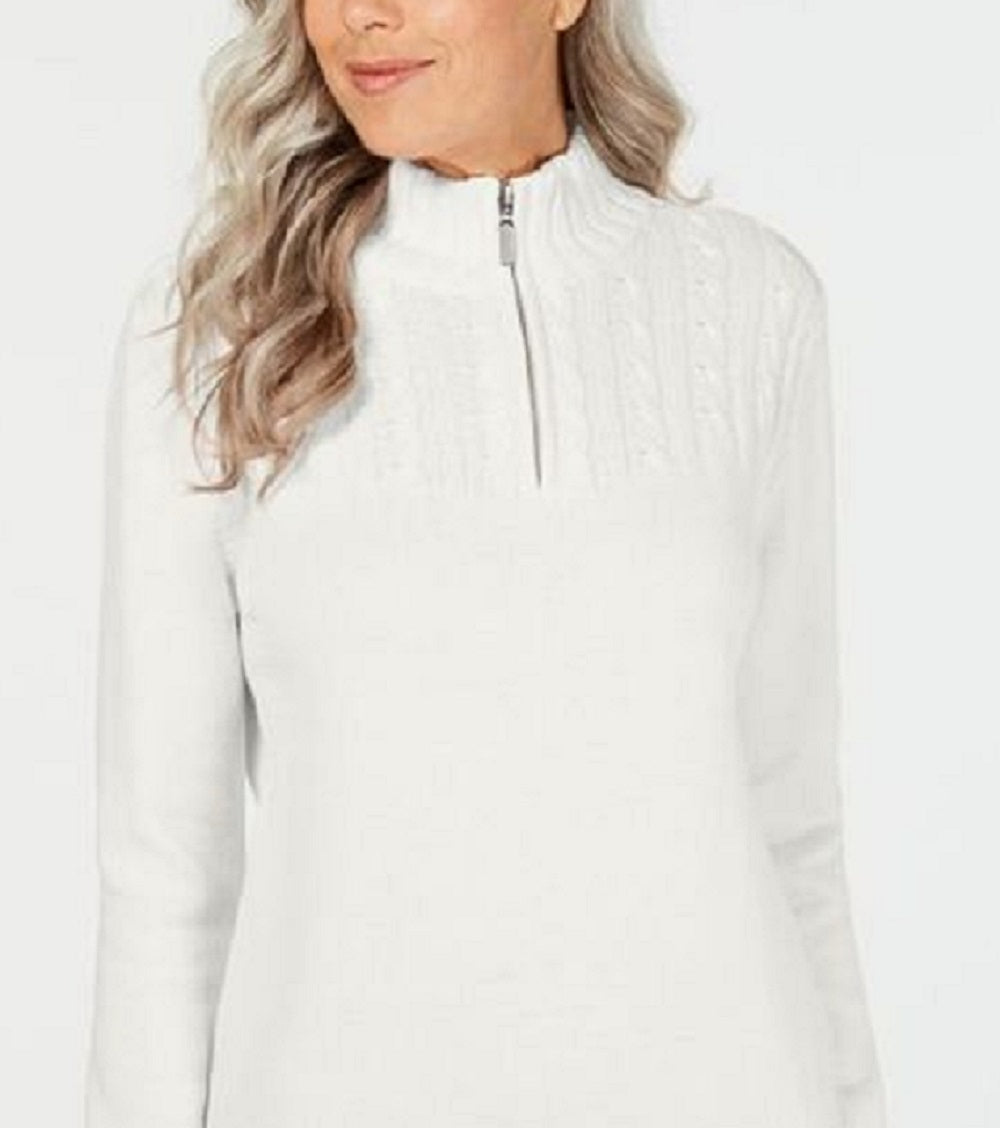 Karen Scott Women's Cotton Mock Neck Pullover White Size Petite Small