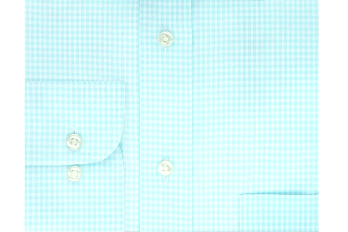 Eagle Men's Cotton Check Print Dress Shirt Aqua Size Large