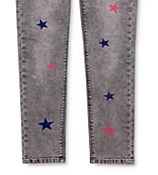 Hudson Girl's Sheena Glitter Star Skinny Ankle Jeans Gray Size 6X