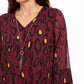 JM Collection Women's Printed Necklace Blouse Purple Size Petite L