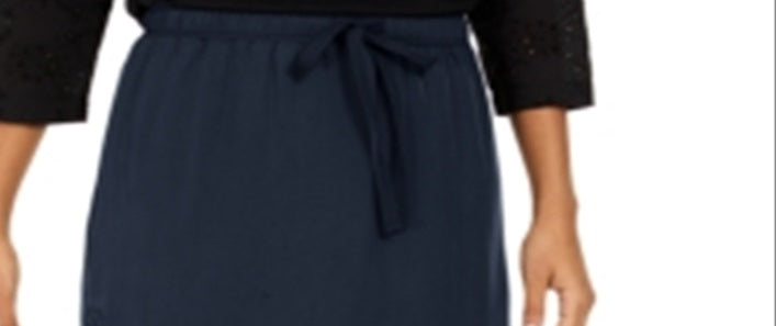 Style & Co Women's Drawstring Tencel Skirt Blue Size Large