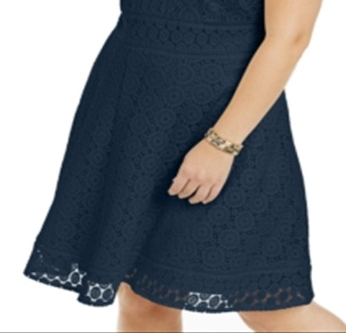 Charter Club Women's Plus Sheath Fit N Flare Lace Dress Blue Size 1X