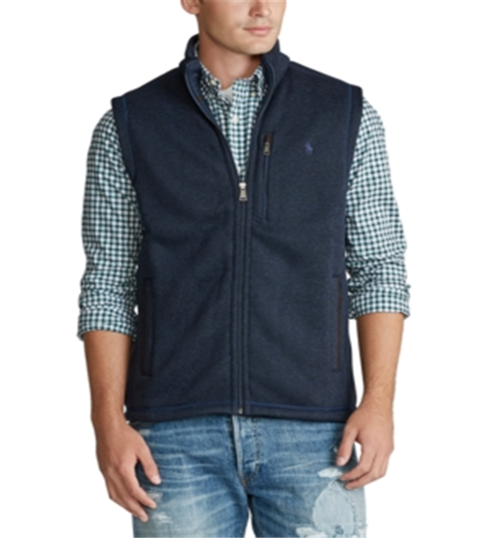 Ralph Lauren Men's Fleece Mock Neck Vest Blue Size S