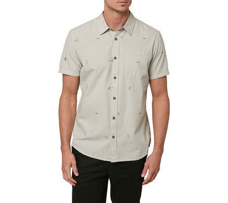 O'Neill Men's Reel Life Short Sleeve Button Down Shirt -Gray Size M