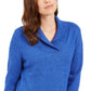 Karen Scott Women's Ribbed Long Sleeve Shawl Collar Sweater Blue Size X-Small