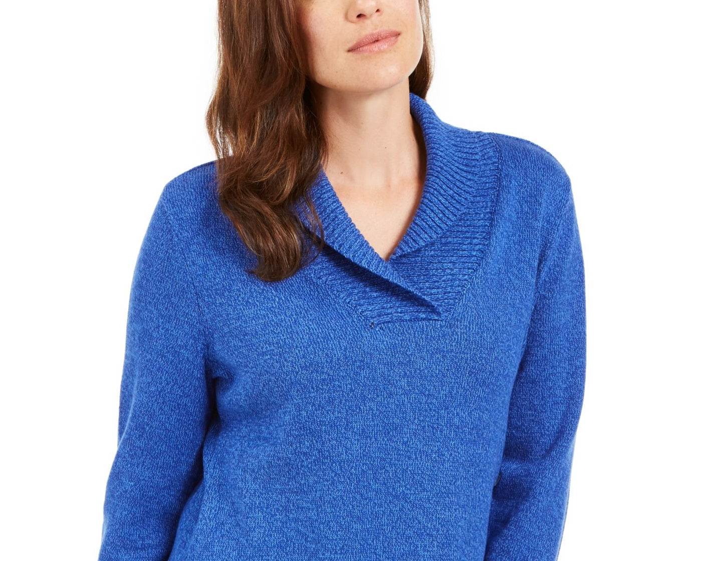 Karen Scott Women's Ribbed Long Sleeve Shawl Collar Sweater Blue Size X-Small