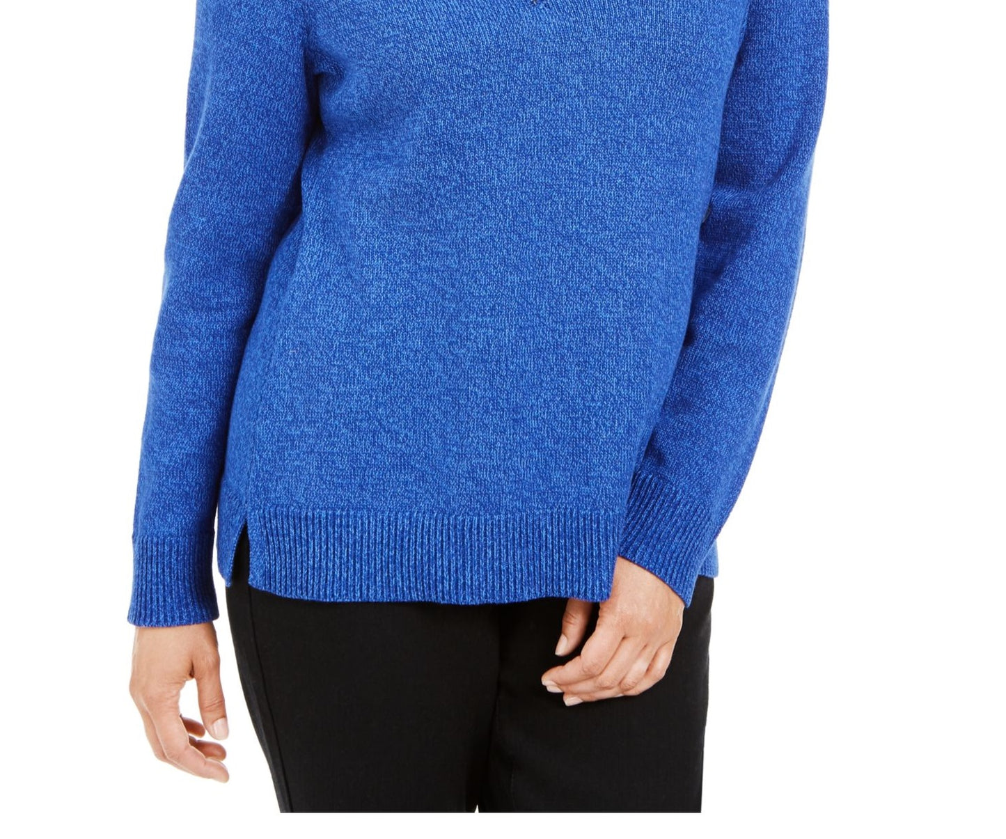 Karen Scott Women's Ribbed Long Sleeve Shawl Collar Sweater Blue Size X-Small