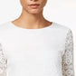 Charter Club Women's Lace 3/4-Sleeve Top White Size Petite Small