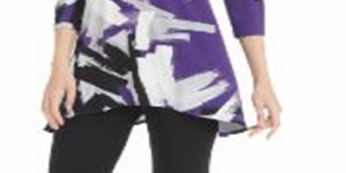 Alfani Women's Printed Swing Top Purple Size Petite L