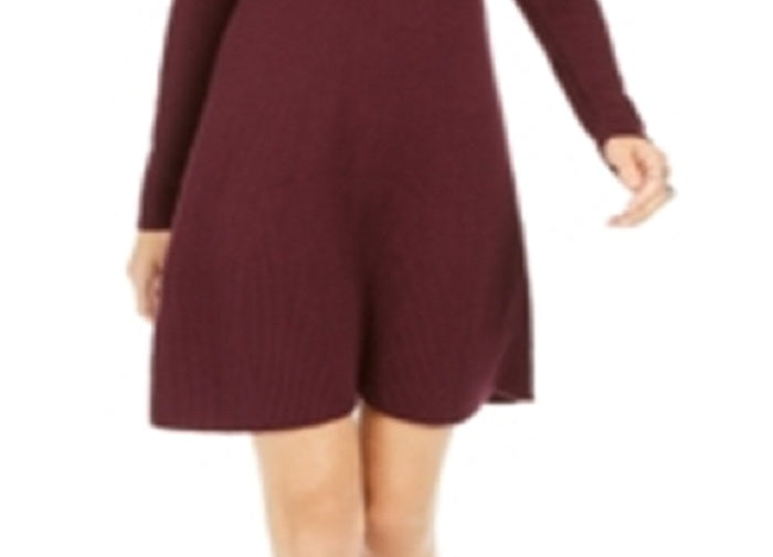 Style & Co Women's Ribbed Sweater Dress Purple Size M