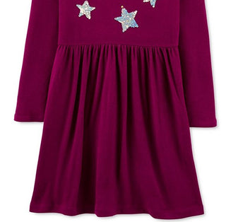 Carter's Little & Big Girls Sequin-Stars Jersey Dress Purple Size 8