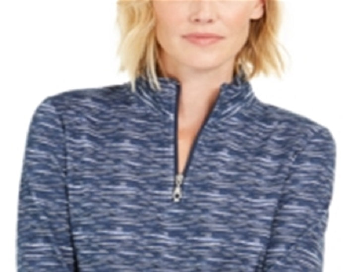Karen Scott Women's Zip Neck Pullover Blue Size M