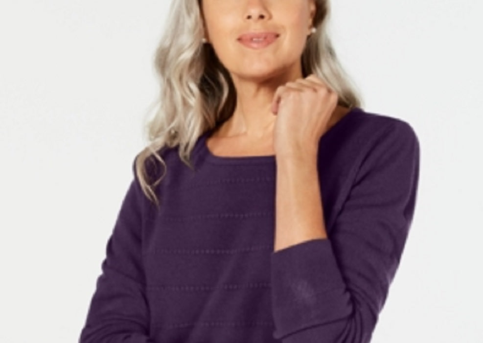 Karen Scott Women's Textured Stripe Sweater Purple Size XX-Large