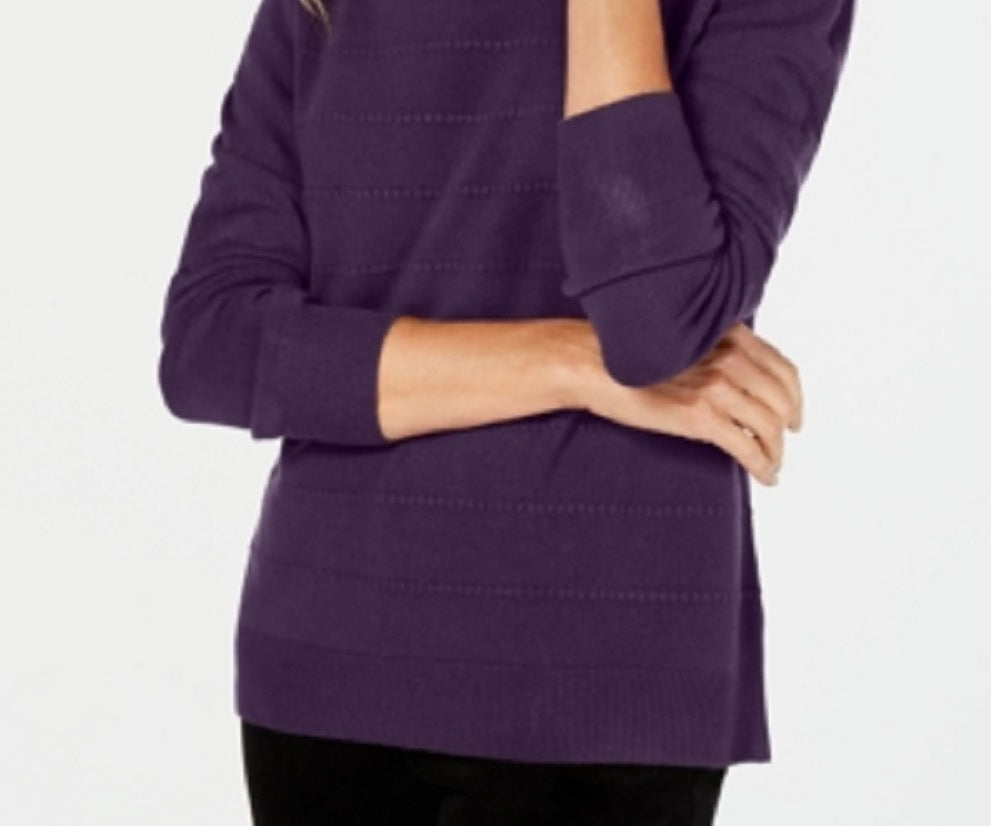 Karen Scott Women's Textured Stripe Sweater Purple Size XX-Large