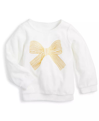 First Impressions Baby Girls Velour Bow Top White Size 12MOS