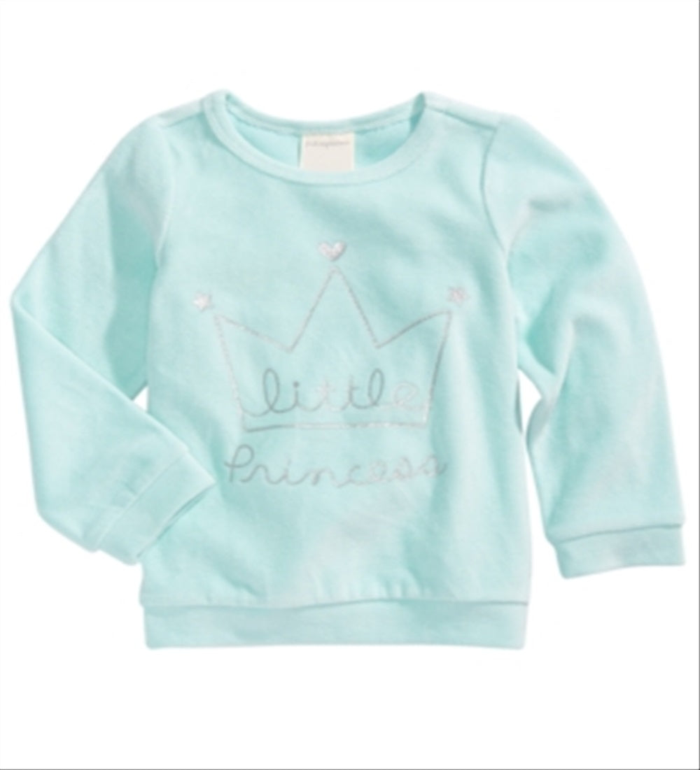 First Impressions Baby Girls Crown-Print Velour Top Mint Burst Green Size 3-6MOS