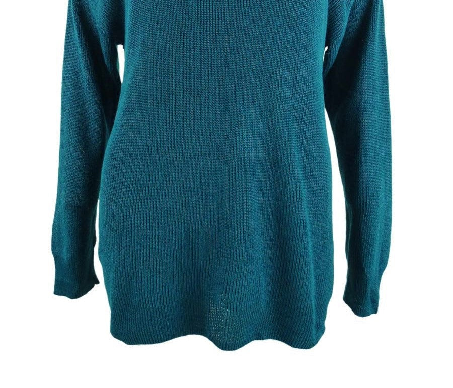 INC International Concepts Women's Grommet Cold Shoulder Sweater Green Size Medium